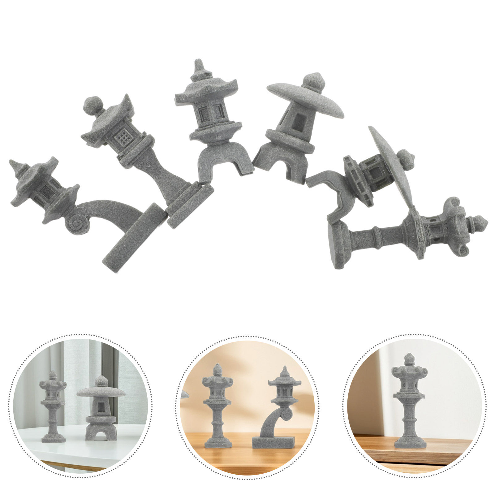 Bonsai Zen Garden Set - 6 szt. Japońskich dekoracji akwariowych: miniaturowe