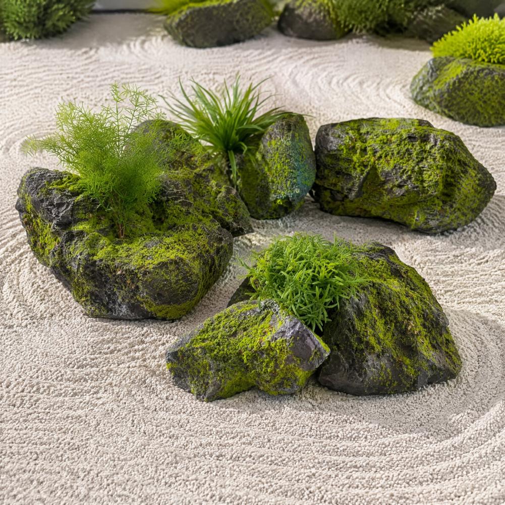 Sztuczne kamienie z mchem do a – Bonsai Garden Backyard recenzja i cena