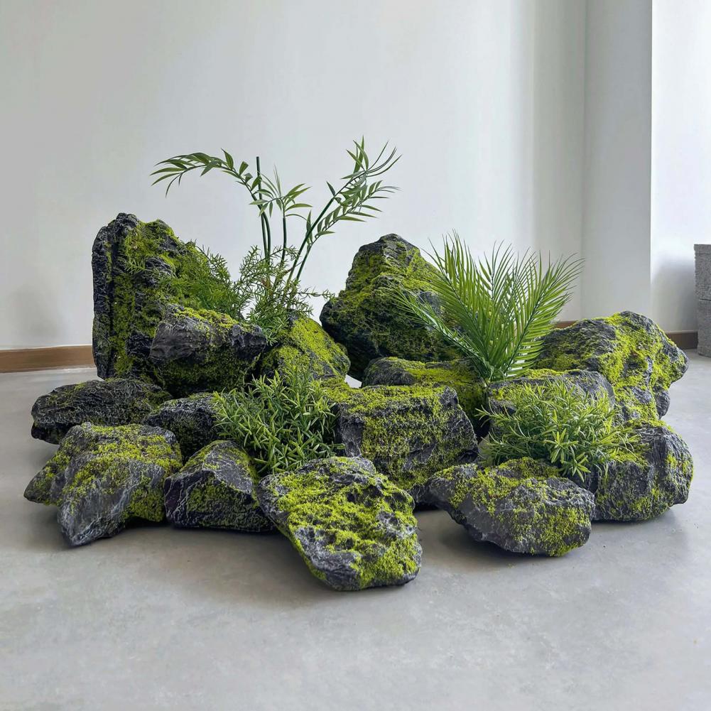 Sztuczne kamienie z mchem do a – Bonsai Garden Backyard recenzja i cena